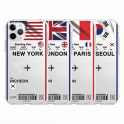 더파란 보딩패스 여행권 비행기 항공권 프랑스 영국 미국 한국 아이폰13 노트20 갤럭시S22 클리어 케이스, 갤럭시A30 2019 (A305)_1
