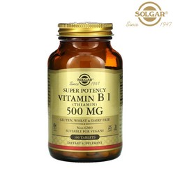 Solgar Vitamin 솔가 슈퍼 포텐시 비타민 B1 티아민 500mg 100정, 1개