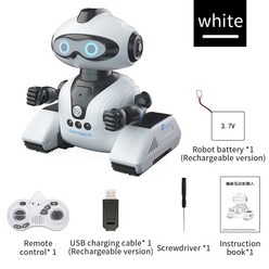 JJRC R22 RC 로봇 인터릴리전트 인터랙티브 로봇 캐디 위시 프로그래밍 제스처 제어 로봇 음악 아이를 위한 힘든 로봇 장난감 선물, 1.Li Battery White