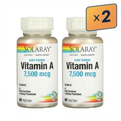 솔라레이 드라이 폼 비타민 A 7500mcg 60 베지캡슐 x2병, 1개, 기본