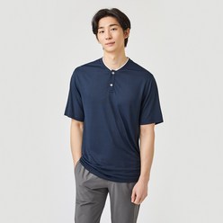 [JAJU/자주] 남 액티브 넥변형 티셔츠_네이비