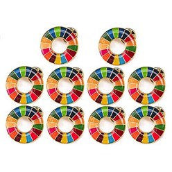 [유엔 본부 공식 최신 사양] SDGs 배지 20mm 금색 둥근 마무리 [10 개] sdgs 배치 핀 배치 SDGs 모자 가방에도 최적 귀여운 패스너 30 개 포함