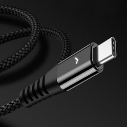 뷰씨 C타입 USB LED 고속충전 케이블 1.2m, 블랙, 1개