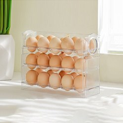 레디박스 공간활용 오픈형 3단 계란 트레이 보관용기 30구, 투명, 1개