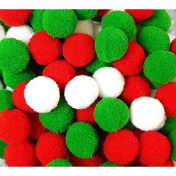 [100개입] 15mm 20mm 크리스마스 뿅뿅이 믹스 컬러 폼폼이 초록 녹색 빨강 레드 산딸기 흰색 하양 1.5cm 2cm 강아지 목줄 목걸이, 빨강1.5cm (100개)