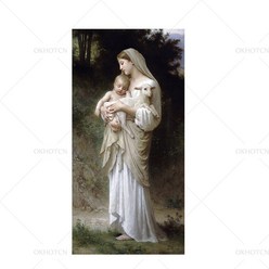 노 브랜드 추상 예수와 성모 마리아 아기 초상화 캔버스 그림 포스터 및 인쇄 거실을위한 스칸디나비아 벽 예술, no frame