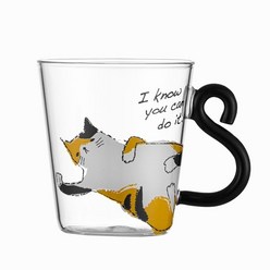 고양이 유리컵 물컵 커피 우유컵 아침 고양이 발톱컵, 옵션5, 1개