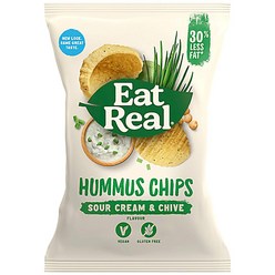 Eat Real Hummus Chips 잇리얼 독일 사워크림 앤 차이브맛 후무스 칩스 비건 스낵 135g 12팩, 12개