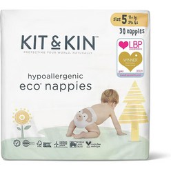 Kit Kin Hypoallergenic Eco Nappies Size 5 킷앤킨 저자극 에코 기저귀 사이즈 5 30개입 4팩, 5단계