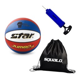 스타 점보 FX9 농구공, 레드/블루 + SQUALO 공가방 & 펌프