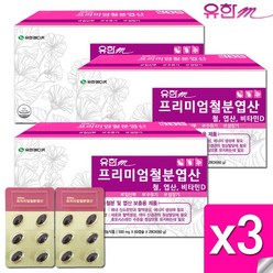 유한메디카 프리미엄 철분 엽산 비타민D 120캡슐X3박스 3중복합 성인남녀 임산부 수유기 성장기 철분보충, 60g, 120캡슐X3개