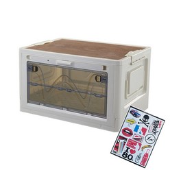 다세코 양문 접이식 폴딩박스 + 스티커증정 캠핑박스 테이블 트렁크정리함 수납함, 크림색, 기본형+스티커, 1단, 1세트