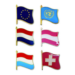 세계각국의 휘날리는 국기뱃지 시리즈6 (유럽-스위스 오스트리아 룩셈부르크 네덜란드 유엔 EU)