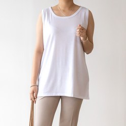 코코세븐 여성 빅사이즈 스판 트임 레이어드 기본 이너 롱 나시 티셔츠 L XL