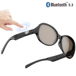 ELSECHO 블루투스 스마트 안경 5.3 블루투스 무선 이어폰 편광 선슬라스안경, 블랙