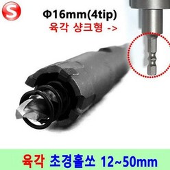 셀러허브 생활리빙 육각 스텐용 초경홀쏘 16mm 홀커터 홀컷터 홀카타, HS-Ci16, HS-Ci16