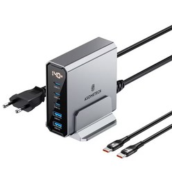 ASOMETECH 140W GaN USB 충전기 5포트 C형 PD3.0 QC 급속충전, KR Plug With 100W Cable, 1개