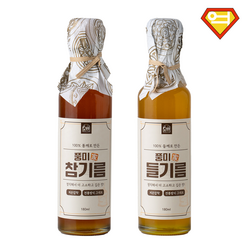 [억수로상회] 저온압착 참기름+들기름 180ml+180ml (원산지 : 참깨 - 중국산 들깨 - 중국산), 단일수량, 180ml