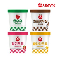 서울우유 아이스크림 파인트 4종 골라담기 흰우유/ 바나나/ 딸기/ 초코, 딸기우유, 1개, 474ml