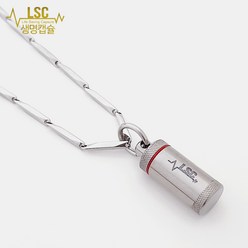 LSC 생명캡슐 티타늄뱀부목걸이, 2mm60cm, 모던티타늄펜던트(빗살무늬), 1개