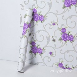 일반시트지 PVC 3D입체방수벽지 침실거실배경장식 60cm*10m, 흰색 배경으로 보라색 꽃, 60cm * 10m