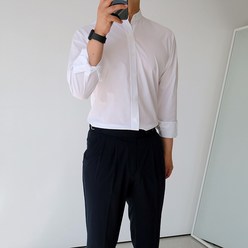 [맨즈북] 정장용 링클프리 남자 차이나 와이셔츠 긴팔 빅사이즈 출근옷