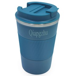 Qiapgzhu 12 OZ 단열 커피 머그 자동차 보온 컵 뚜껑이있는 스테인레스 스틸 단열 병, 380ml, 파랑