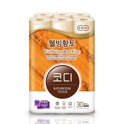 코디 한방황토 3겹 천연펄프 화장지 30롤, 30개, 30개