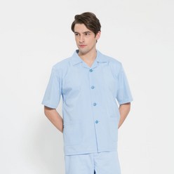 ARI 스카이블루 반팔 TC45수 스판덱스 남자 위생복 셔츠