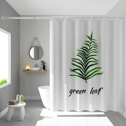 두꺼운 방수 곰팡이 방지 욕실 커튼 화장실 샤워 커튼 세트 무타공 욕실 칸막이 커튼 방수 커튼 커튼, 잎, 옵션11, 1개