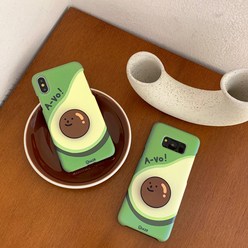아울러마켓 아이폰 갤럭시 아보카도 세트 그립 스마트톡 하드 커플 케이스 휴대폰