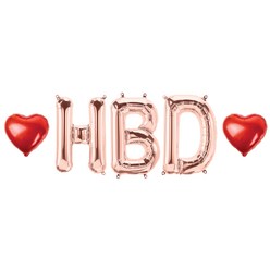 HBD 알파벳 문자 레터 글씨 은박 호일 풍선 하트 세트 생일 이벤트 기념일 축하, 01.로즈골드-HBD