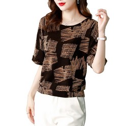 [바니드] 여성 여름반팔 셔츠 고급 티셔츠 중년티 엄마옷 미시룩 0013