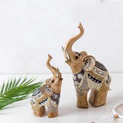 에스닉한 인디언 코끼리 2P set 마블 장식 인형 인테리어 소품 디자인 상품