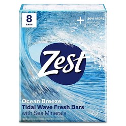 Zest 오션 브리즈 비누 바 8개 바다 미네랄이 풍부하게 함유되어 있습니다 풍부한 거품의 바는 상쾌한 향기와 더불어 몸에 실크처럼 매끄러운 느낌과 속 깊이 수분을 공급합니다, 1개