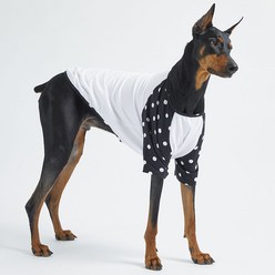 럭키페터 강아지 땡땡이 나그랑 티셔츠 2colors, 도트블랙