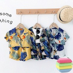 [에리쏭] 아동 아기 남아 여아 하와이안 세트 외출복 휴가 바캉스룩 여행코디 알로하 셔츠 상하복