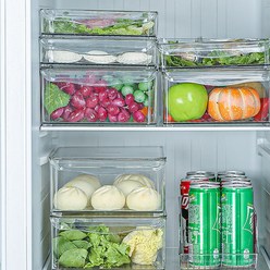 4종 세트 냉장고 수납함 냉동보관함 가정용 식품보관함 야채정리, 색깔3