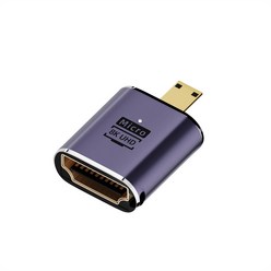 믹스MICS 알루미늄 HDMI v2.1 to Micro-HDMI Mini-HDMI 8K@60Hz UHD2.1 변환 젠더 HDMI 2.1출력 LED 어댑터 연결 커넥터 1P, HDMI(F)-MicroHDMI(M), 1개