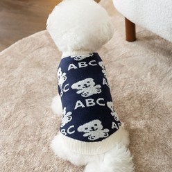 강아지 고양이 스웨터 토끼 니트, ABC 해군 곰, XS (권장 체중 0.50 kg-1.50 kg