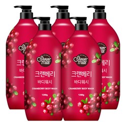 샤워메이트 크랜베리 바디워시 (1200ml) 대용량, 1200g, 5개