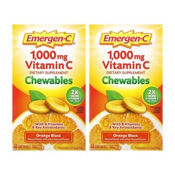 Emergen C 이머전씨 비타민C 1000mg 40정 2병 오렌지맛 츄어블 비타민씨 Vitamin C, 2개, 40개