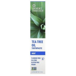 Desert Essence Tea Tree Oil Toothpaste Mint 데저트에센스 내츄럴 티 트리 오일 치약 민트 176g(6.25oz) 5팩 펄이지엥, 176g, 5개