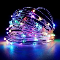 [마켓영] LED 와이어전구 2M20구 레인보우 점멸 3단깜빡임 CR전지타입 크리스마스 장식조명 감성캠핑 집콕인테리어