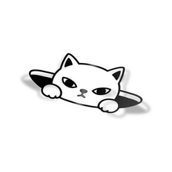 귀여운 고양이 스티커 K-695, 흰색 유광 L 1개
