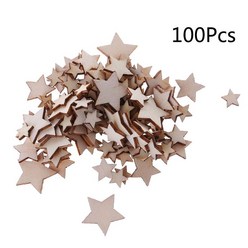 100 조각 별 모양 자연 나무 조각 사진 소품 크리스마스 장식