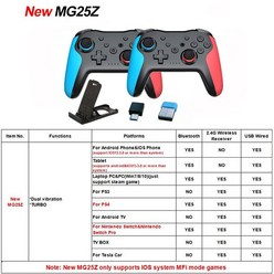 닌텐도 스위치 프로 PC TV 박스용 블루투스 무선 컨트롤러 스마트폰 태블릿 PS3 테슬라 쇼크 조이스틱 게임패드 24G 2 개, 2개, 18.2PC MG25Z br - With Box