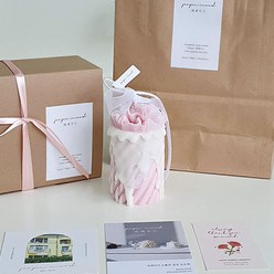 페페무드 카네이션 캔들 선물 세트 (핑크/쇼핑백 포함), 핑크B(블랙체리 향)