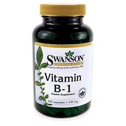 스완슨 비타민 B1 티아민 250정 Swanson Vitamin B-1 (Thiamin) 100 Milligrams 250 Capsules, 1set, 1set
