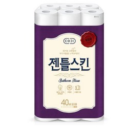 코디 젠틀스킨 40m*30롤 도톰하고 먼지 없는 무형광 천연펄프_nsmc 롤화장지, 30롤, 1개